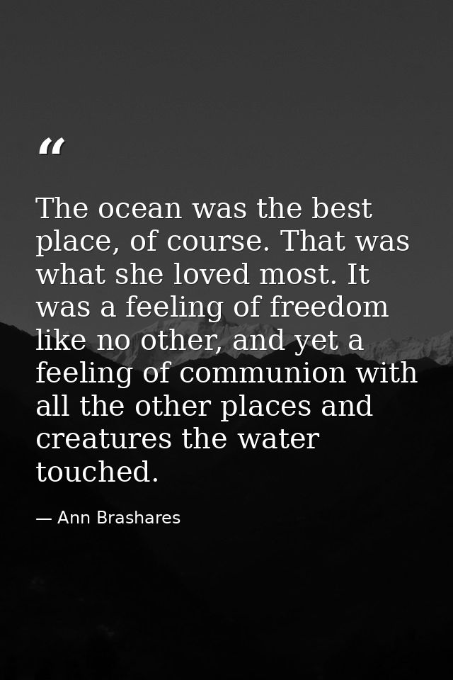 The ocean was the best place, of course. That was what she loved most. It was a feeling of freedom like no other, and ye — Ann Brashares