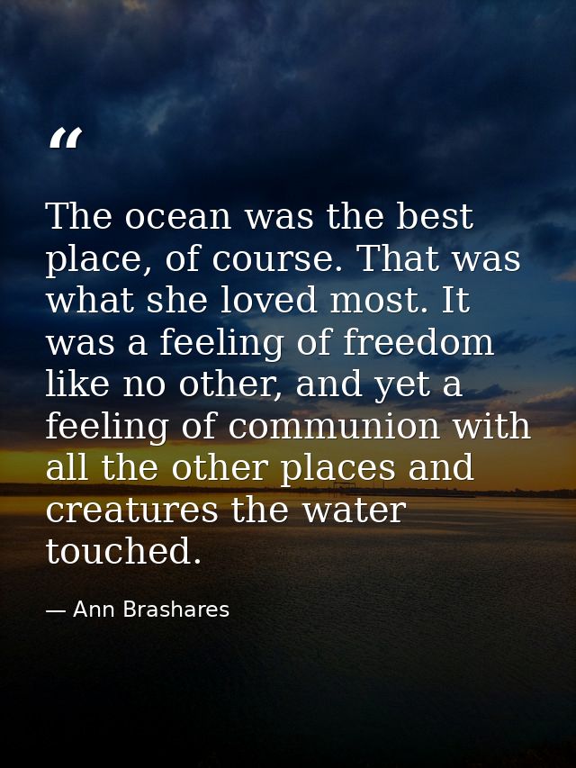 The ocean was the best place, of course. That was what she loved most. It was a feeling of freedom like no other, and ye — Ann Brashares