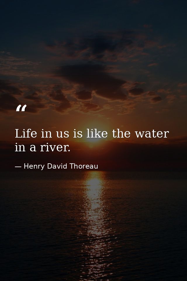 Life in us is like the water in a river. — Henry David Thoreau