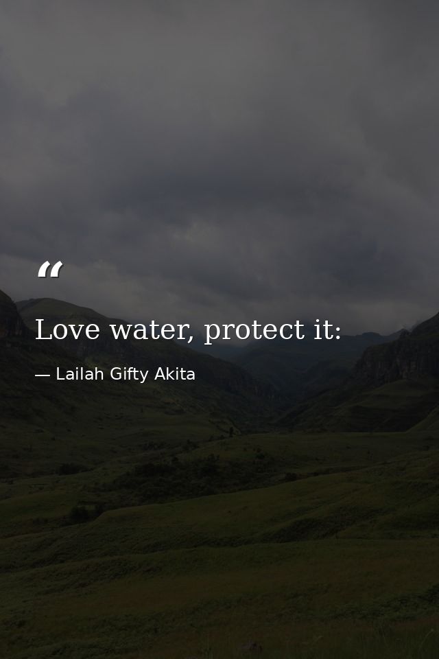 Love water, protect it: — Lailah Gifty Akita