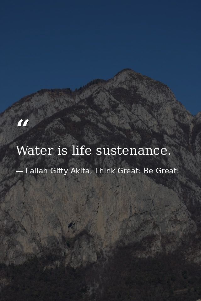 Water is life sustenance. — Lailah Gifty Akita, Think Great: Be Great!