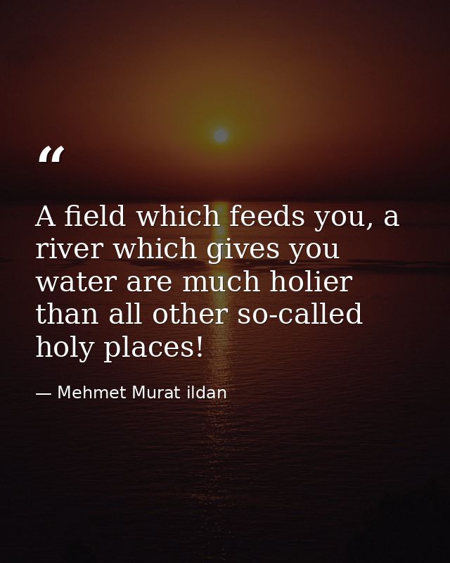 A field which feeds you, a river which gives you water are much holier than all other so-called holy places! — Mehmet Murat ildan