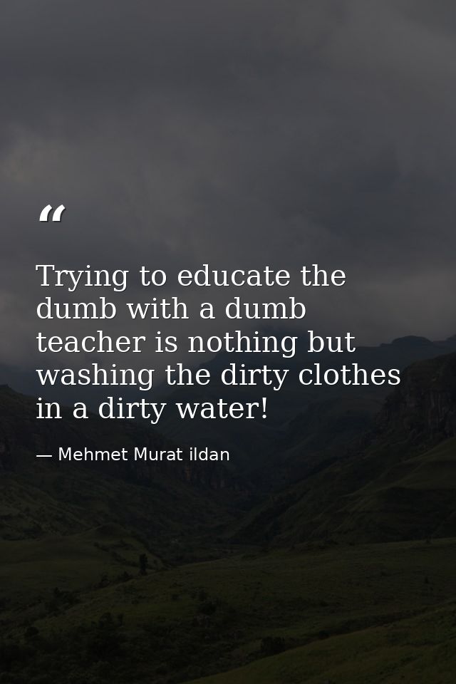 Trying to educate the dumb with a dumb teacher is nothing but washing the dirty clothes in a dirty water! — Mehmet Murat ildan
