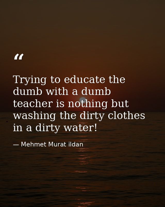 Trying to educate the dumb with a dumb teacher is nothing but washing the dirty clothes in a dirty water! — Mehmet Murat ildan