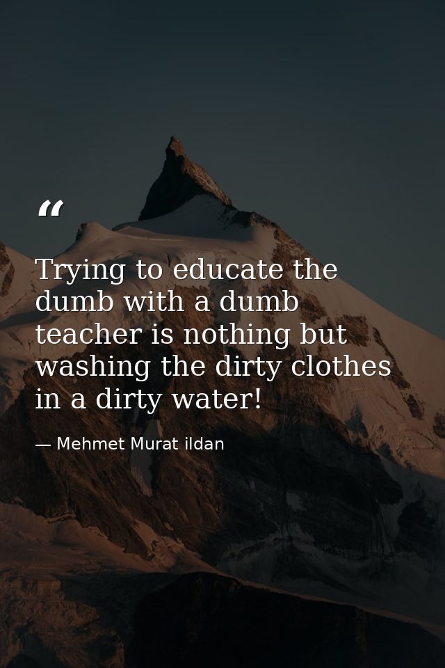 Trying to educate the dumb with a dumb teacher is nothing but washing the dirty clothes in a dirty water! — Mehmet Murat ildan