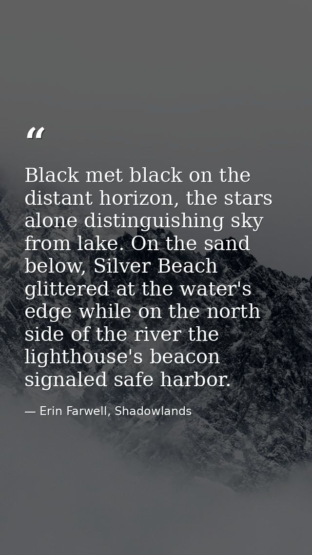 Black met black on the distant horizon, the stars alone distinguishing sky from lake. On the sand below, Silver Beach gl — Erin Farwell, Shadowlands