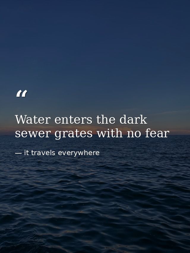 Water enters the dark sewer grates with no fear — it travels everywhere