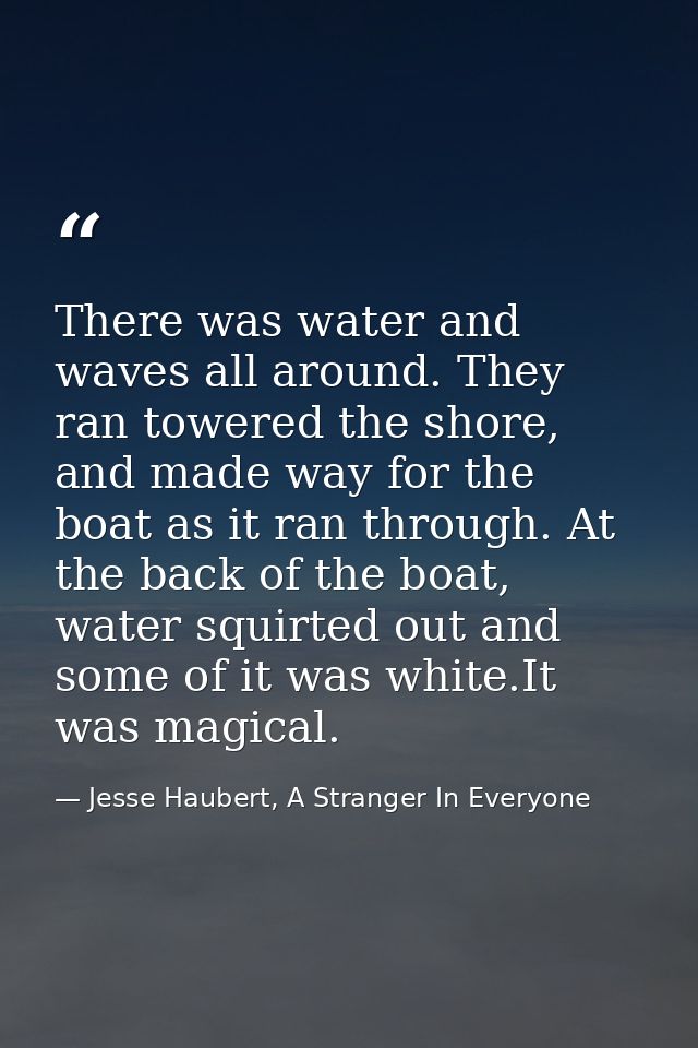 There was water and waves all around. They ran towered the shore, and made way for the boat as it ran through. At the ba — Jesse Haubert, A Stranger In Everyone