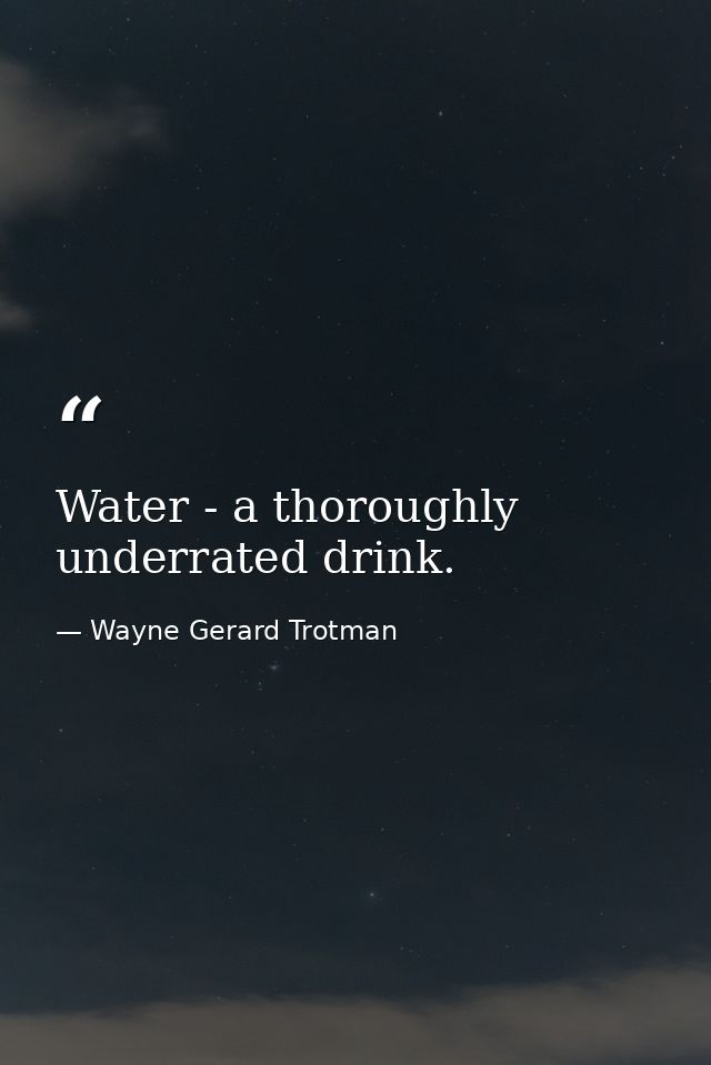 Water - a thoroughly underrated drink. — Wayne Gerard Trotman
