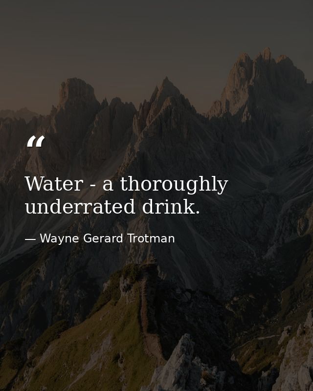 Water - a thoroughly underrated drink. — Wayne Gerard Trotman