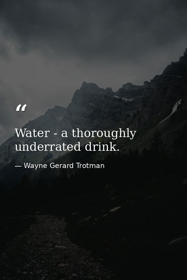 Water - a thoroughly underrated drink. — Wayne Gerard Trotman