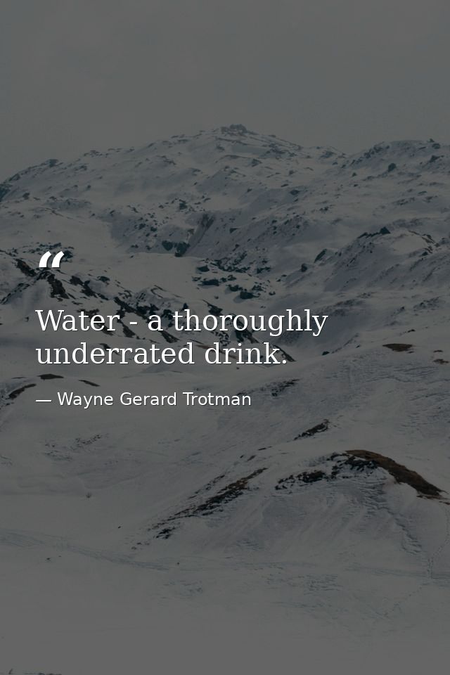 Water - a thoroughly underrated drink. — Wayne Gerard Trotman