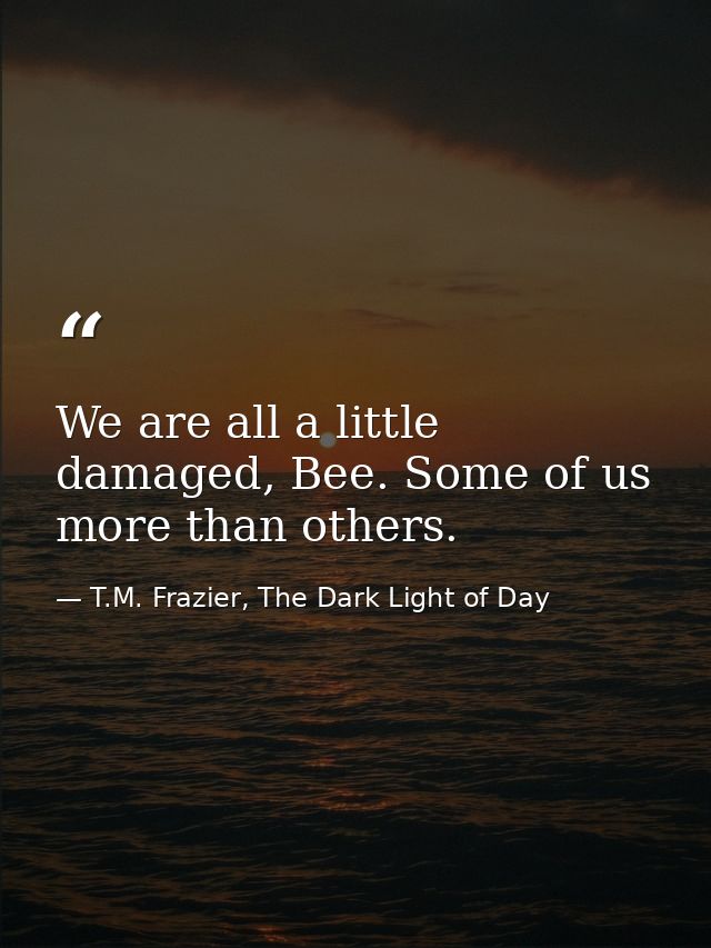 We are all a little damaged, Bee. Some of us more than others. — T.M. Frazier, The Dark Light of Day