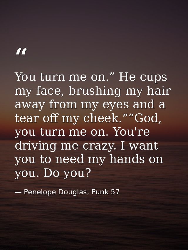 You turn me on.” He cups my face, brushing my hair away from my eyes and a tear off my cheek.”“God, you turn me on. You' — Penelope Douglas, Punk 57