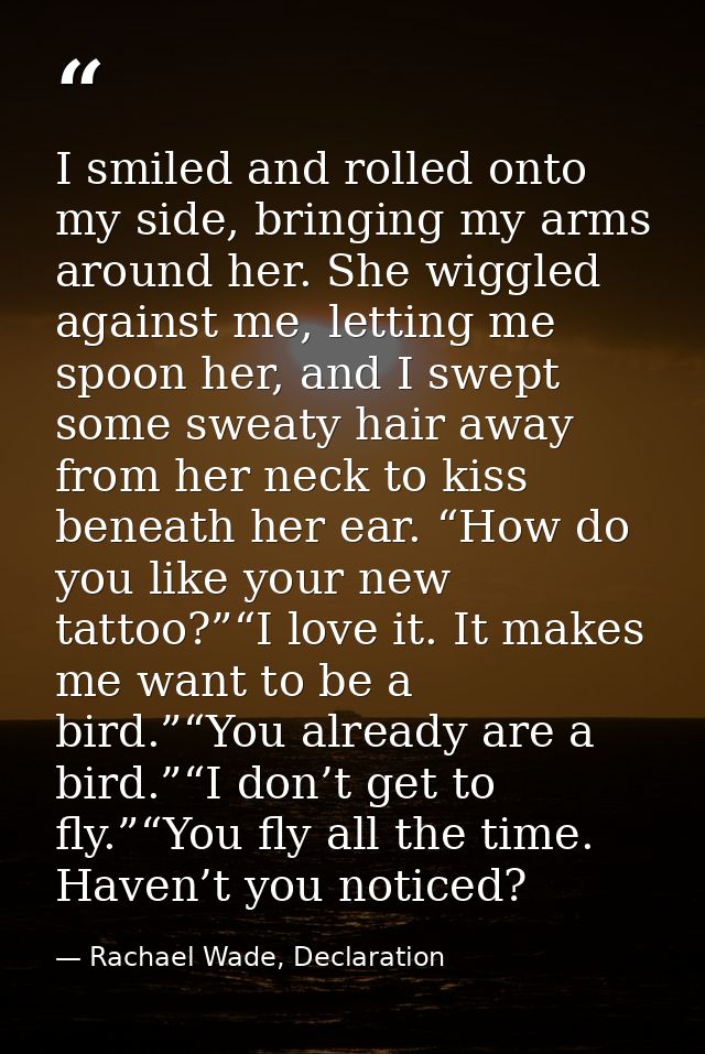 I smiled and rolled onto my side, bringing my arms around her. She wiggled against me, letting me spoon her, and I swept — Rachael Wade, Declaration