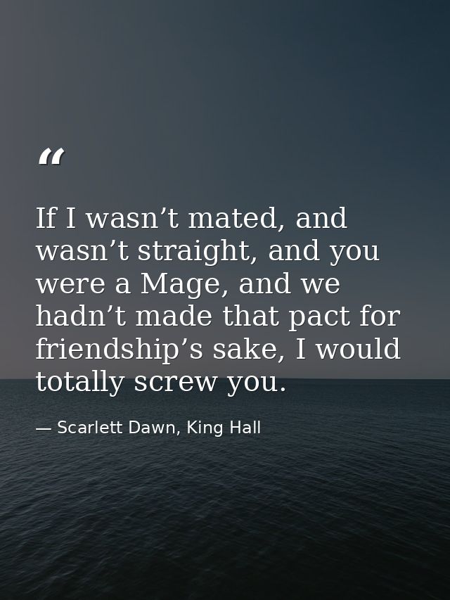 If I wasn’t mated, and wasn’t straight, and you were a Mage, and we hadn’t made that pact for friendship’s sake, I would — Scarlett Dawn, King Hall