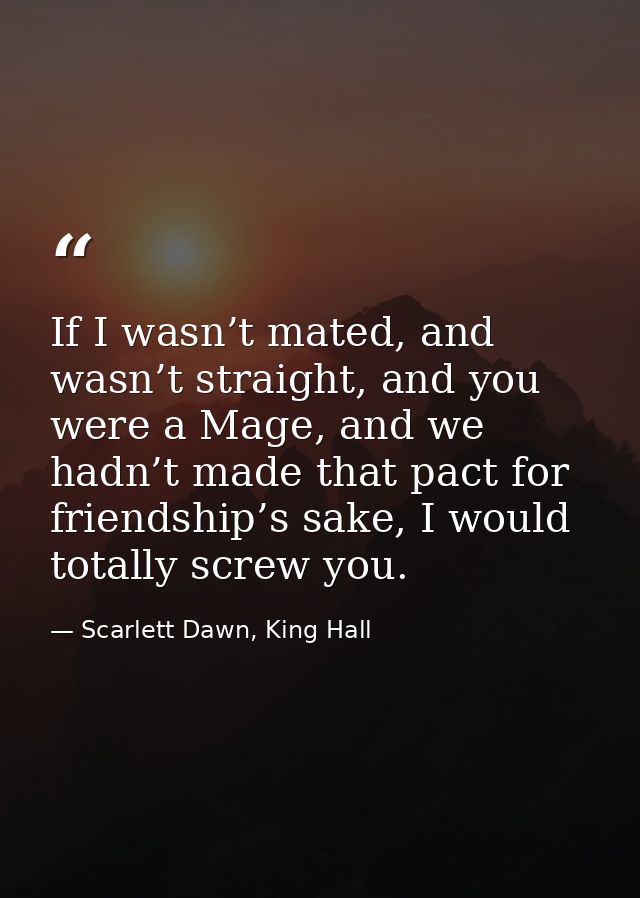 If I wasn’t mated, and wasn’t straight, and you were a Mage, and we hadn’t made that pact for friendship’s sake, I would — Scarlett Dawn, King Hall