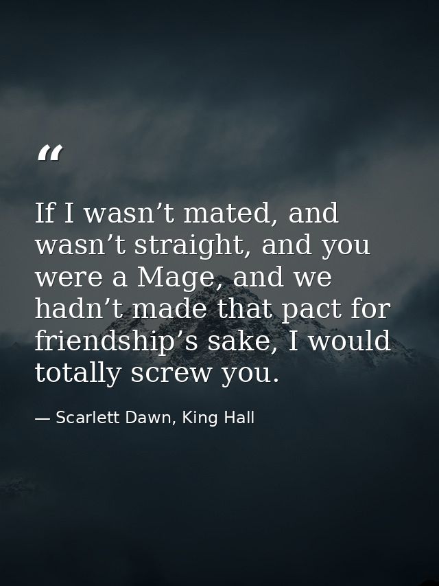 If I wasn’t mated, and wasn’t straight, and you were a Mage, and we hadn’t made that pact for friendship’s sake, I would — Scarlett Dawn, King Hall