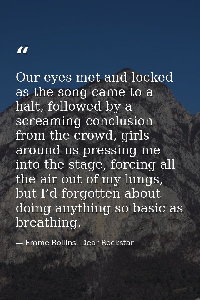 Our eyes met and locked as the song came to a halt, followed by a screaming conclusion from the crowd, girls around us p — Emme Rollins, Dear Rockstar