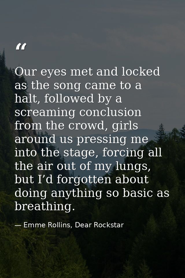 Our eyes met and locked as the song came to a halt, followed by a screaming conclusion from the crowd, girls around us p — Emme Rollins, Dear Rockstar