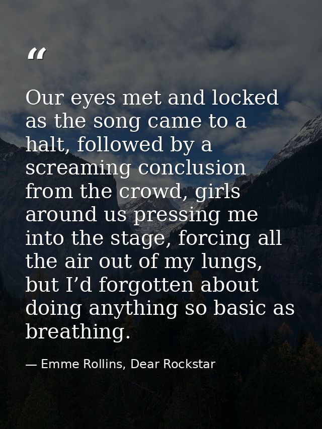 Our eyes met and locked as the song came to a halt, followed by a screaming conclusion from the crowd, girls around us p — Emme Rollins, Dear Rockstar