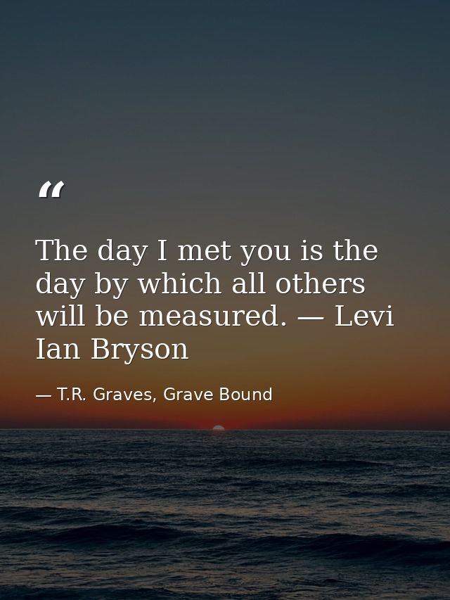 The day I met you is the day by which all others will be measured. — Levi Ian Bryson — T.R. Graves, Grave Bound
