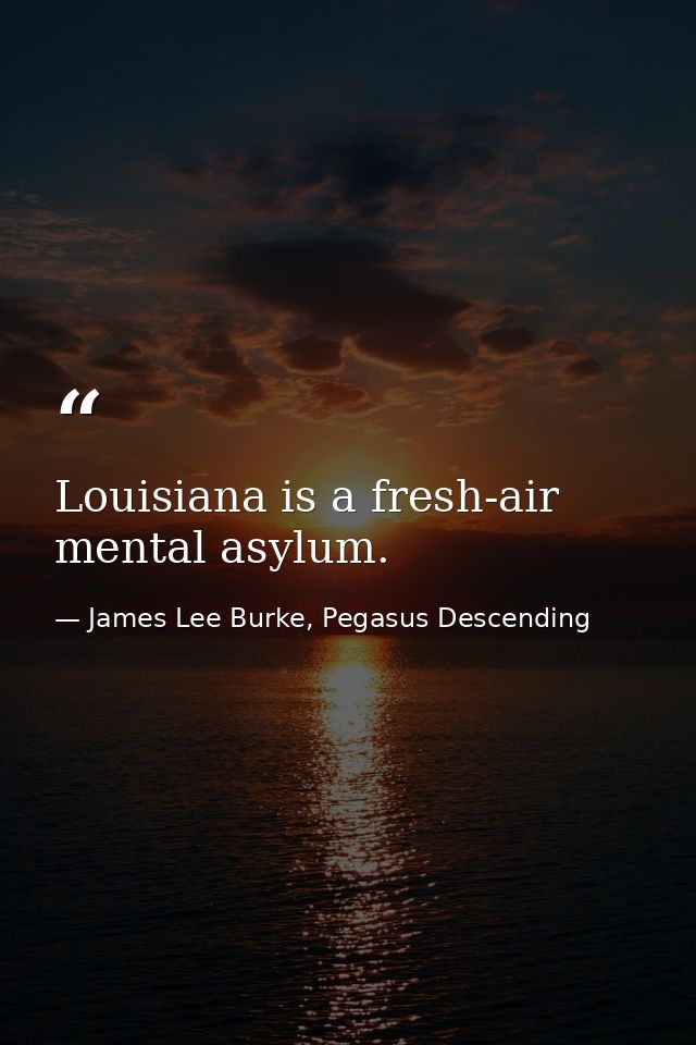 Louisiana is a fresh-air mental asylum. — James Lee Burke, Pegasus Descending