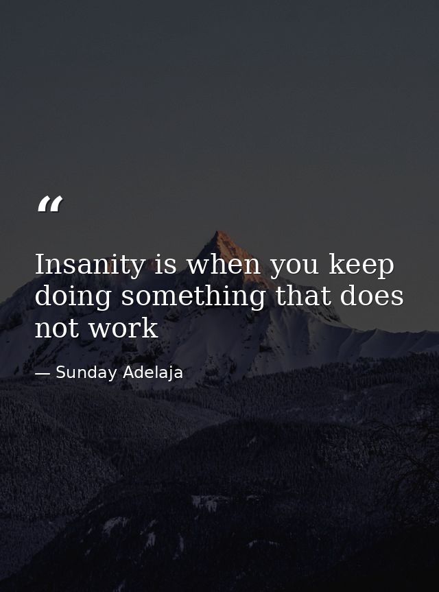 Insanity is when you keep doing something that does not work — Sunday Adelaja