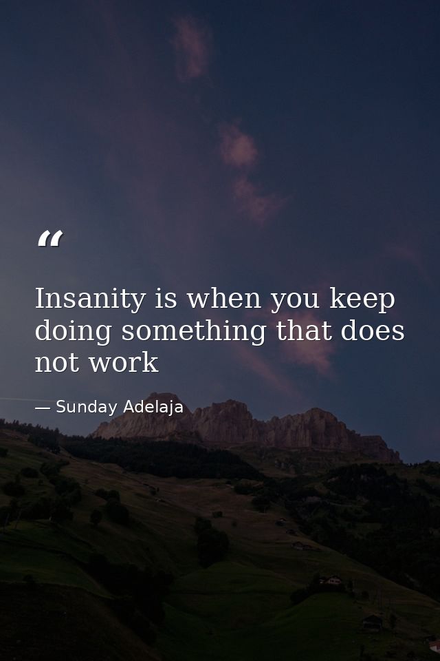Insanity is when you keep doing something that does not work — Sunday Adelaja