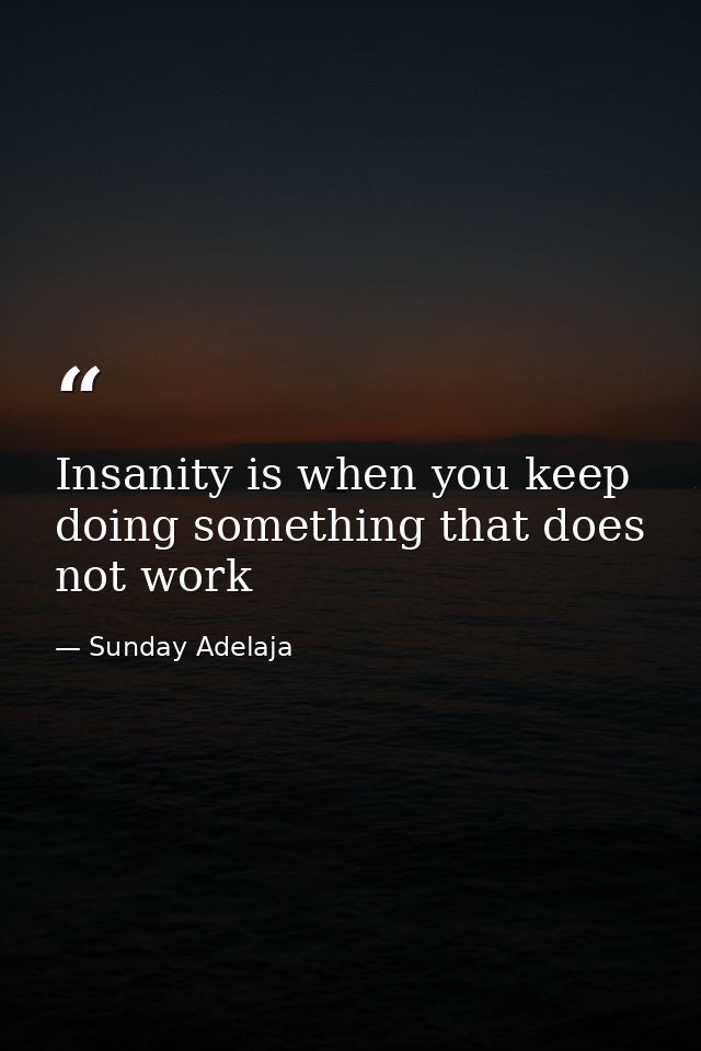 Insanity is when you keep doing something that does not work — Sunday Adelaja