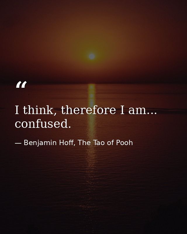 I think, therefore I am... confused. — Benjamin Hoff, The Tao of Pooh