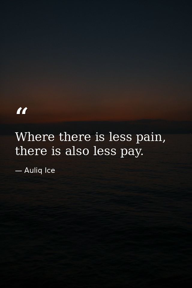 Where there is less pain, there is also less pay. — Auliq Ice