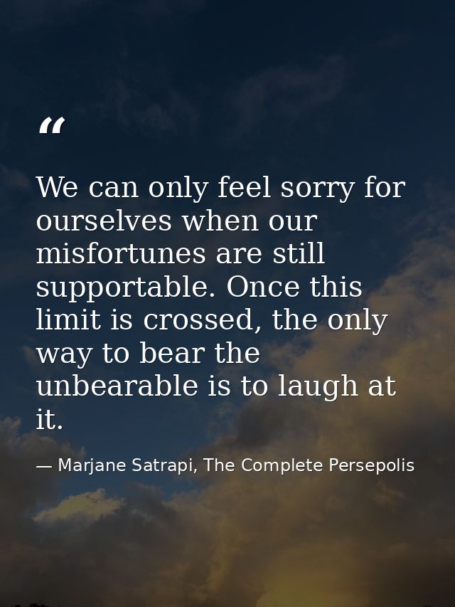 We can only feel sorry for ourselves when our misfortunes are still supportable. Once this limit is crossed, the only wa — Marjane Satrapi, The Complete Persepolis