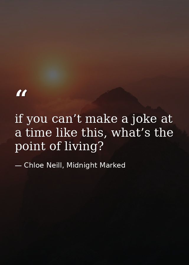 if you can’t make a joke at a time like this, what’s the point of living? — Chloe Neill, Midnight Marked