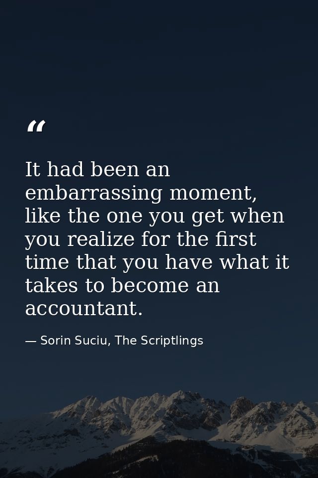 It had been an embarrassing moment, like the one you get when you realize for the first time that you have what it takes — Sorin Suciu, The Scriptlings
