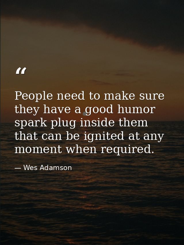 People need to make sure they have a good humor spark plug inside them that can be ignited at any moment when required. — Wes Adamson
