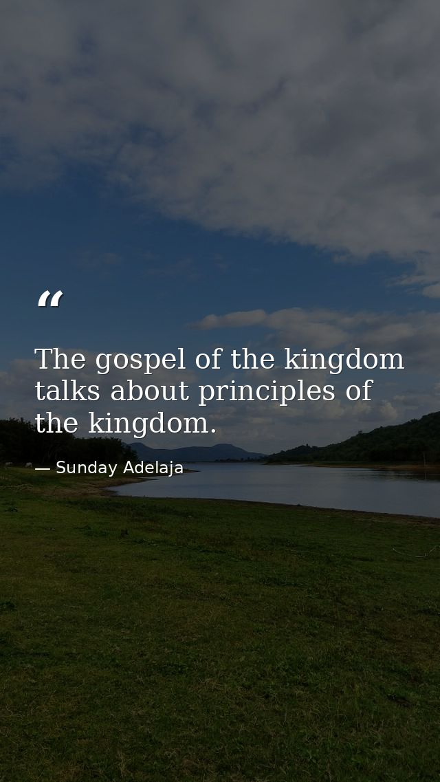 The gospel of the kingdom talks about principles of the kingdom. — Sunday Adelaja