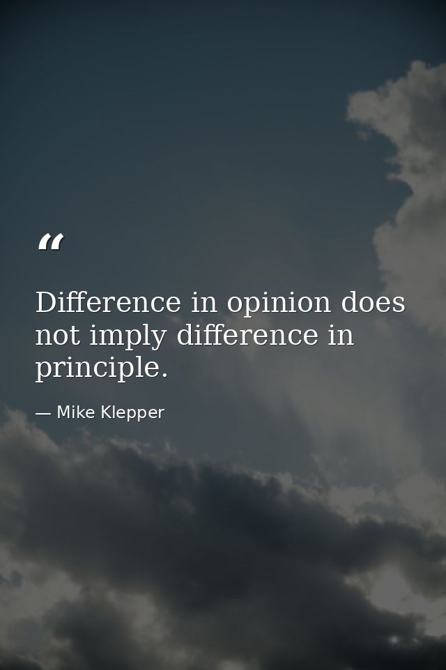 Difference in opinion does not imply difference in principle. — Mike Klepper
