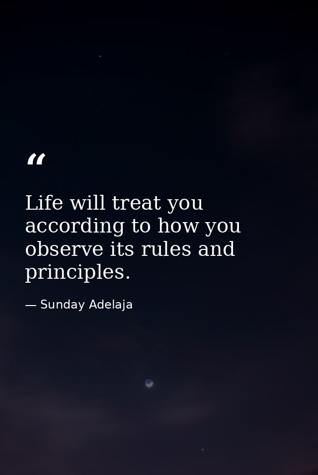 Life will treat you according to how you observe its rules and principles. — Sunday Adelaja