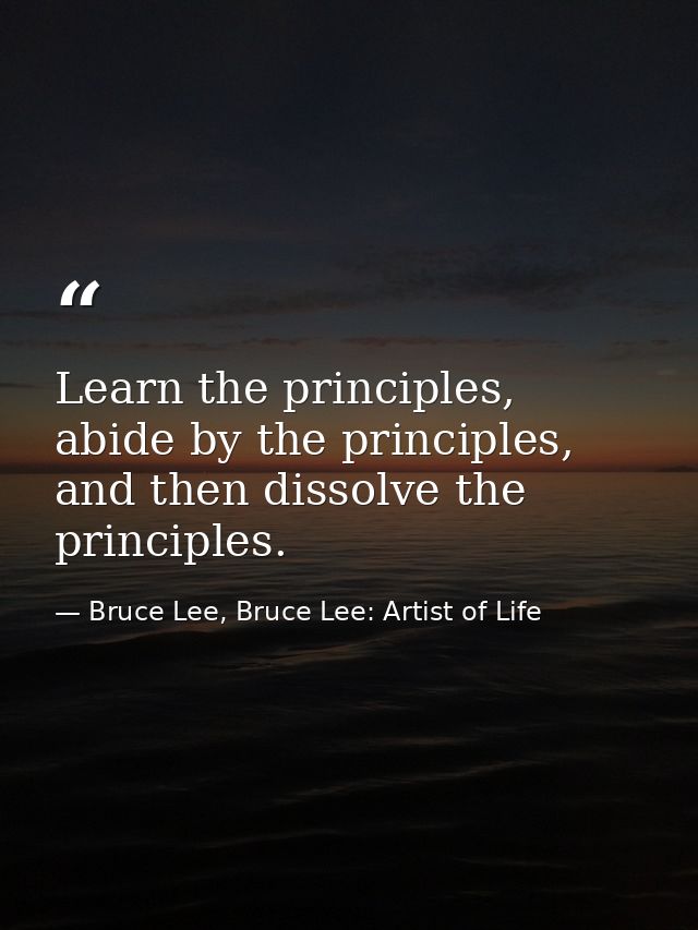 Learn the principles, abide by the principles, and then dissolve the principles. — Bruce Lee, Bruce Lee: Artist of Life