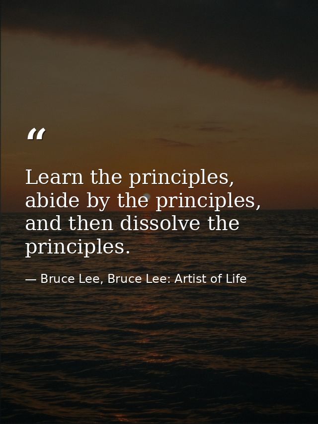 Learn the principles, abide by the principles, and then dissolve the principles. — Bruce Lee, Bruce Lee: Artist of Life