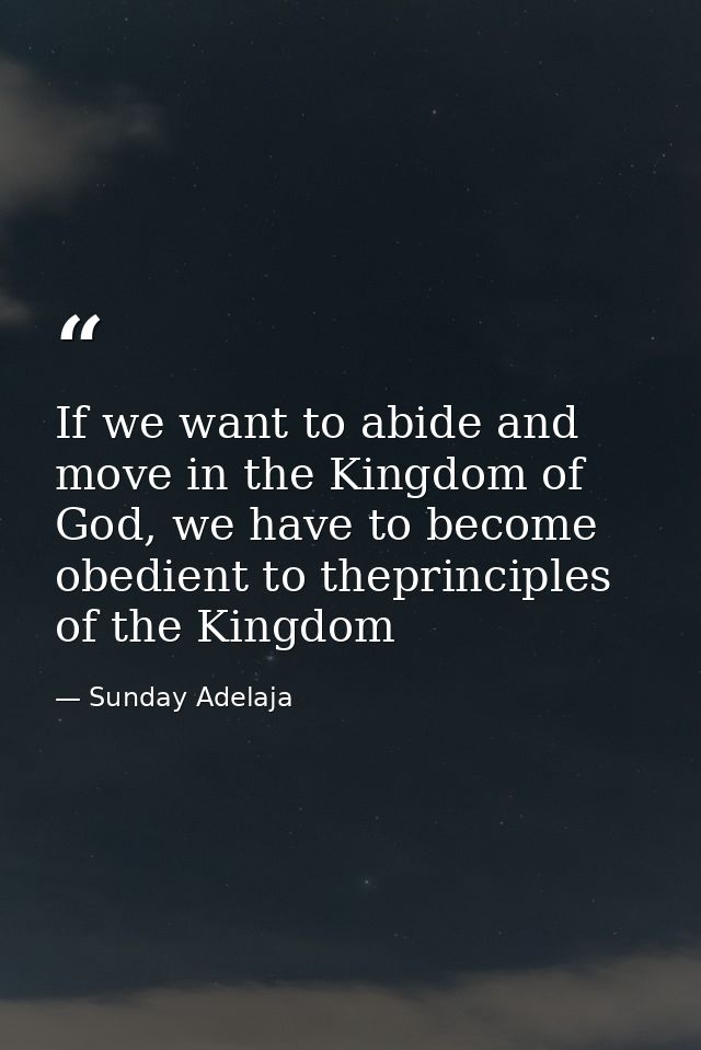 If we want to abide and move in the Kingdom of God, we have to become obedient to theprinciples of the Kingdom — Sunday Adelaja