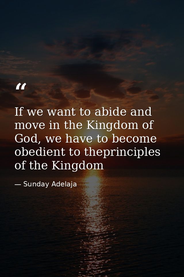 If we want to abide and move in the Kingdom of God, we have to become obedient to theprinciples of the Kingdom — Sunday Adelaja