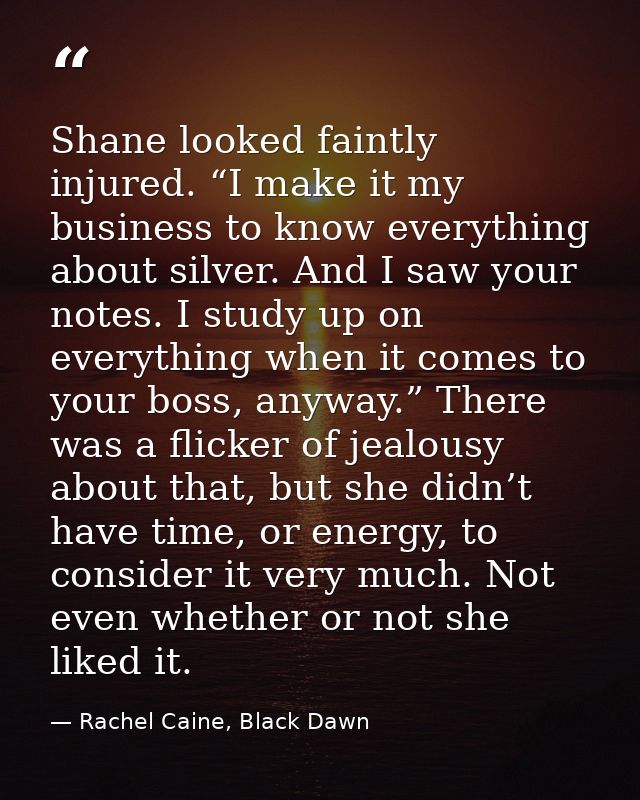 Shane looked faintly injured. “I make it my business to know everything about silver. And I saw your notes. I study up o — Rachel Caine, Black Dawn