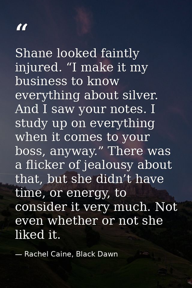 Shane looked faintly injured. “I make it my business to know everything about silver. And I saw your notes. I study up o — Rachel Caine, Black Dawn