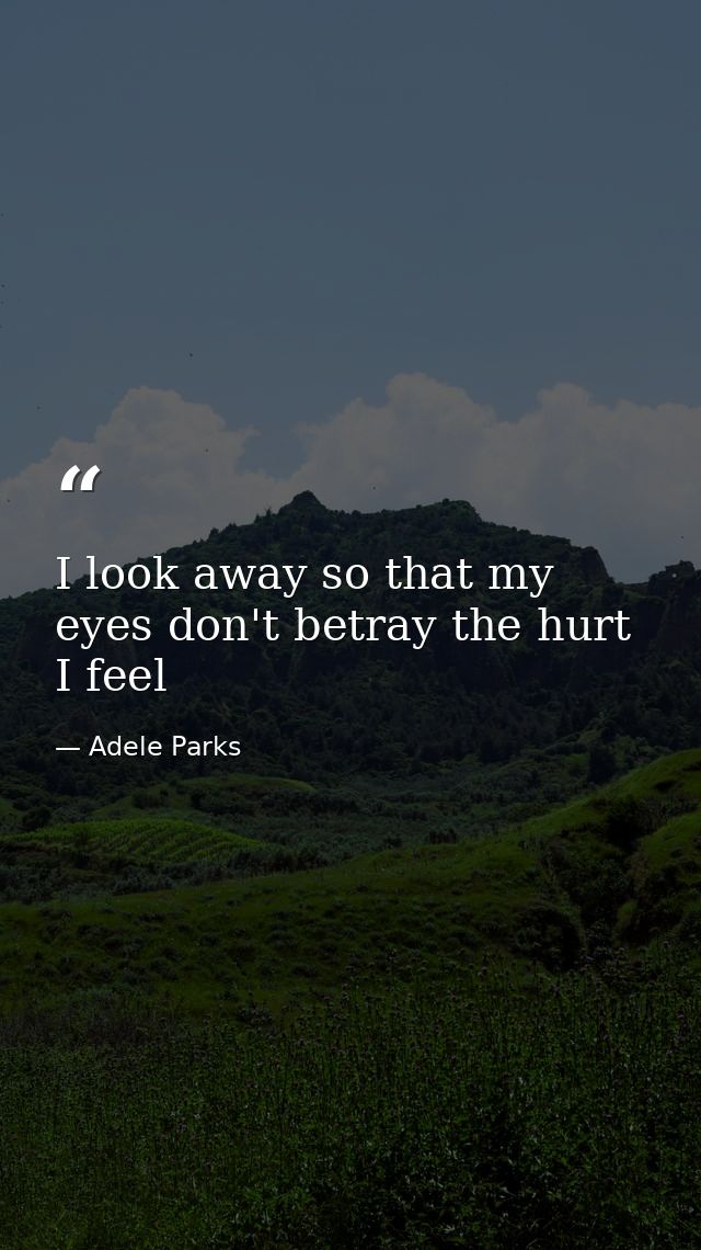 I look away so that my eyes don't betray the hurt I feel — Adele Parks