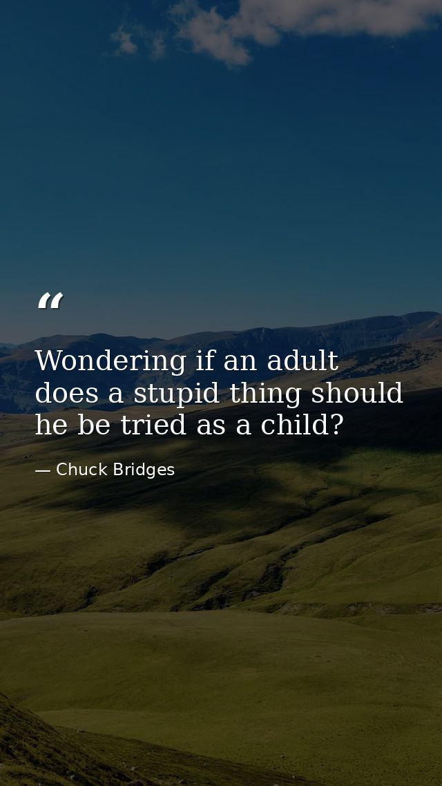 Wondering if an adult does a stupid thing should he be tried as a child? — Chuck Bridges