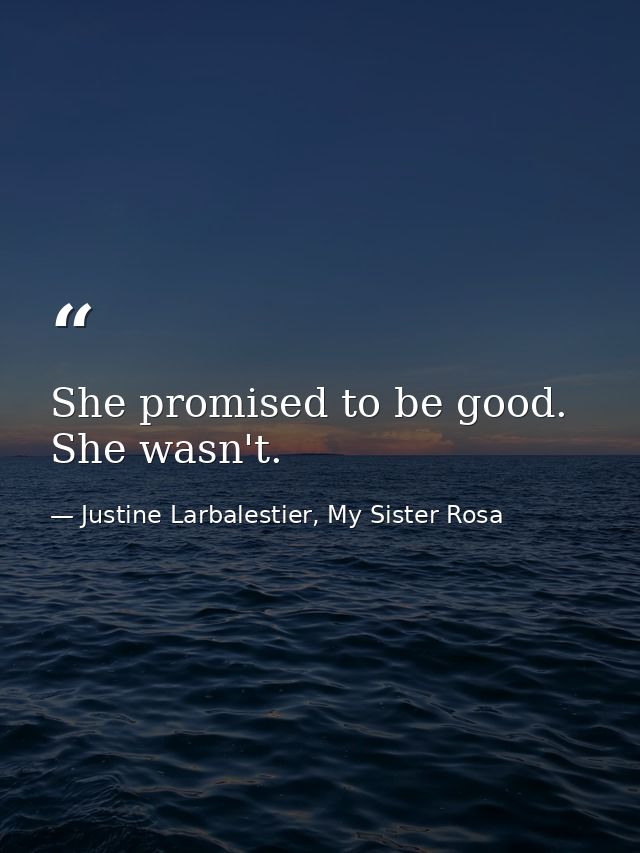 She promised to be good. She wasn't. — Justine Larbalestier, My Sister Rosa