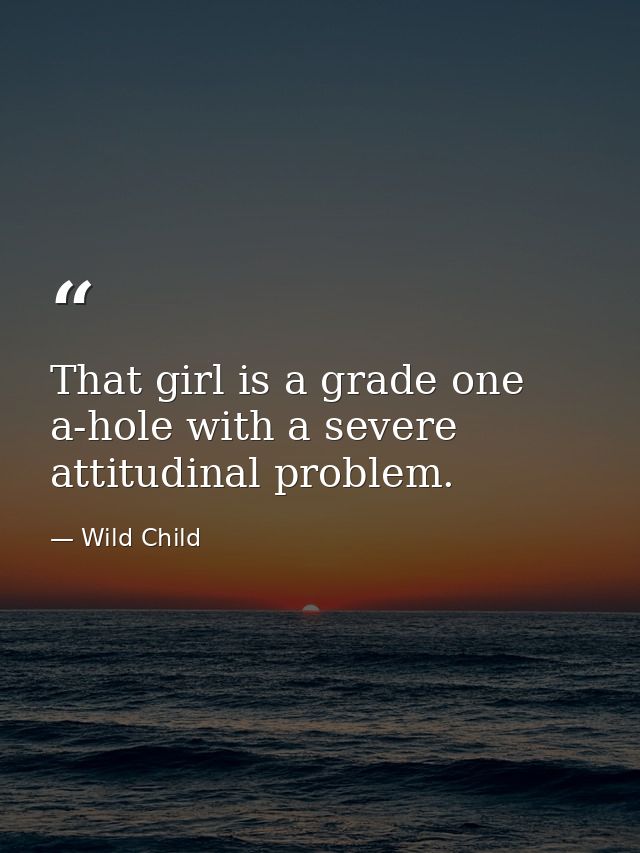 That girl is a grade one a-hole with a severe attitudinal problem. — Wild Child