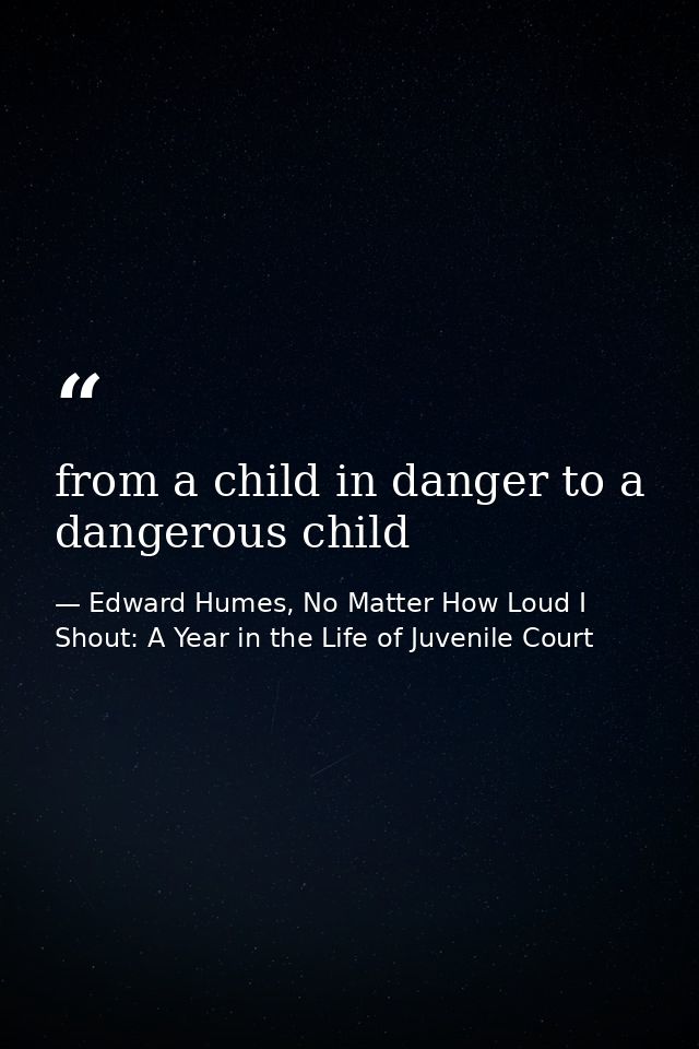 from a child in danger to a dangerous child — Edward Humes, No Matter How Loud I Shout: A Year in the Life of Juvenile Court